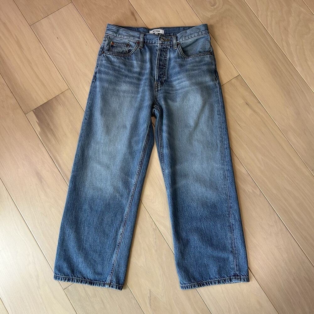 Re/Done Loose Crop Denim Blue Jeans Wide Leg Women's 29 **Measured
